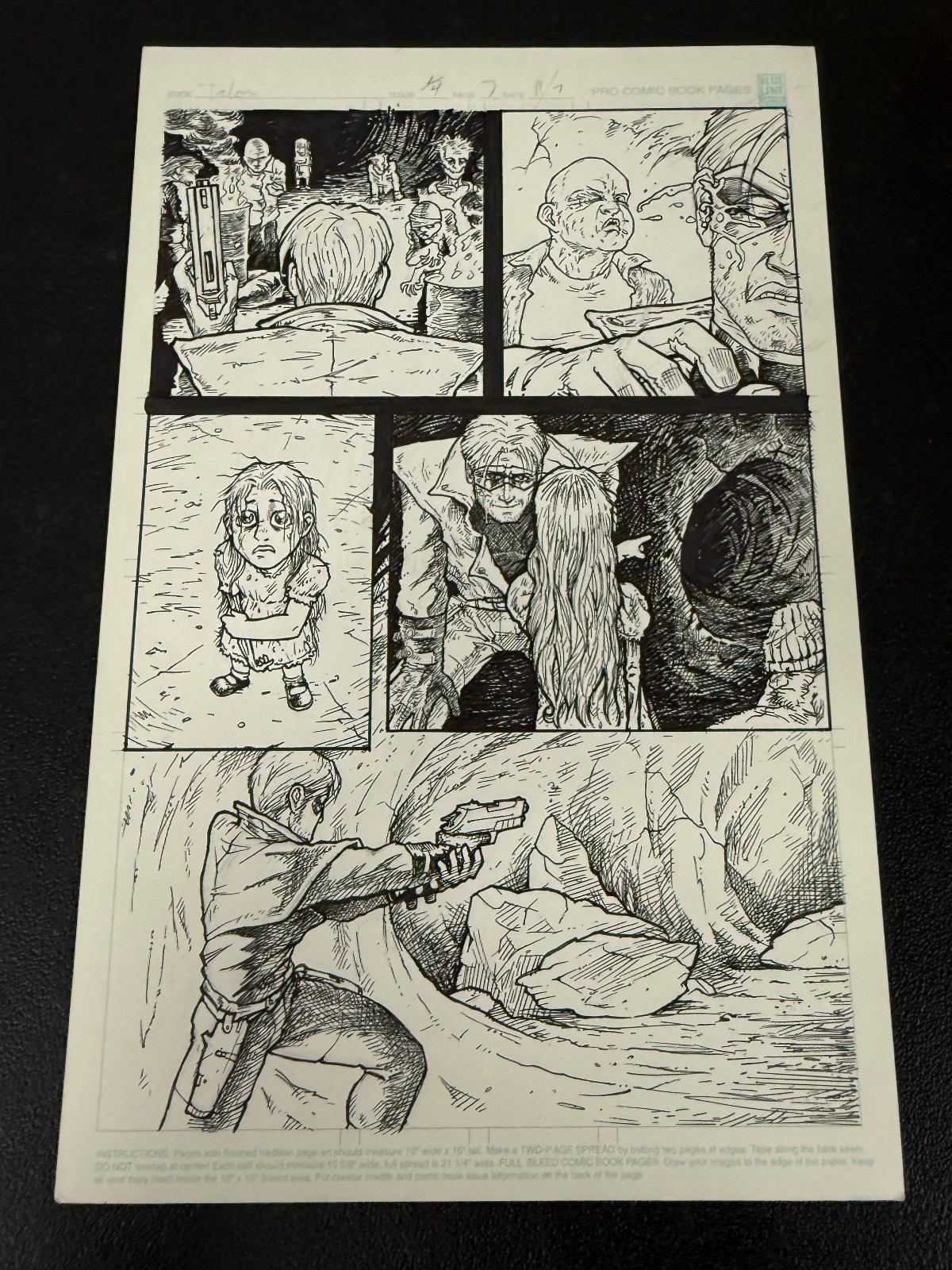 Tony Moore Original Comic Art Page 1998 Talon #1 Pg 7 Pencils Inks Zombie Horde