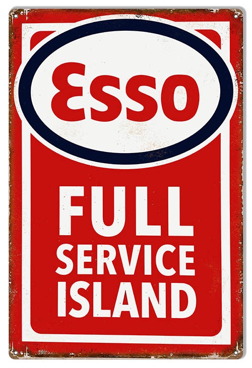 Esso - Full Service Island - 12x18 Metal Sign