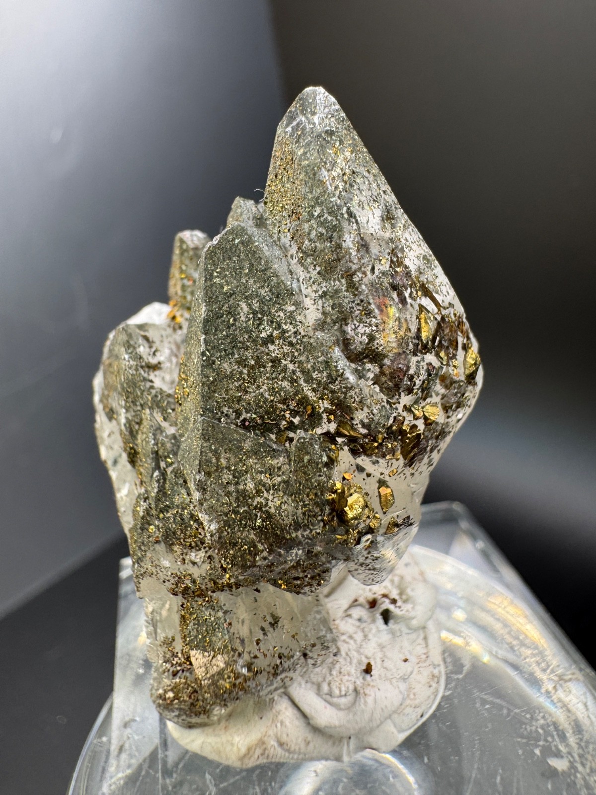 6951 High Quality Super Sparkly Chalcopyrite on Tooth Calcite Morocco 27g