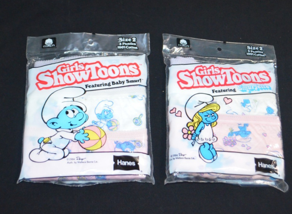 New Vintage 1984 Hanes Girls ShowToons Smurfs Smurfette Panties Underwear Size 2