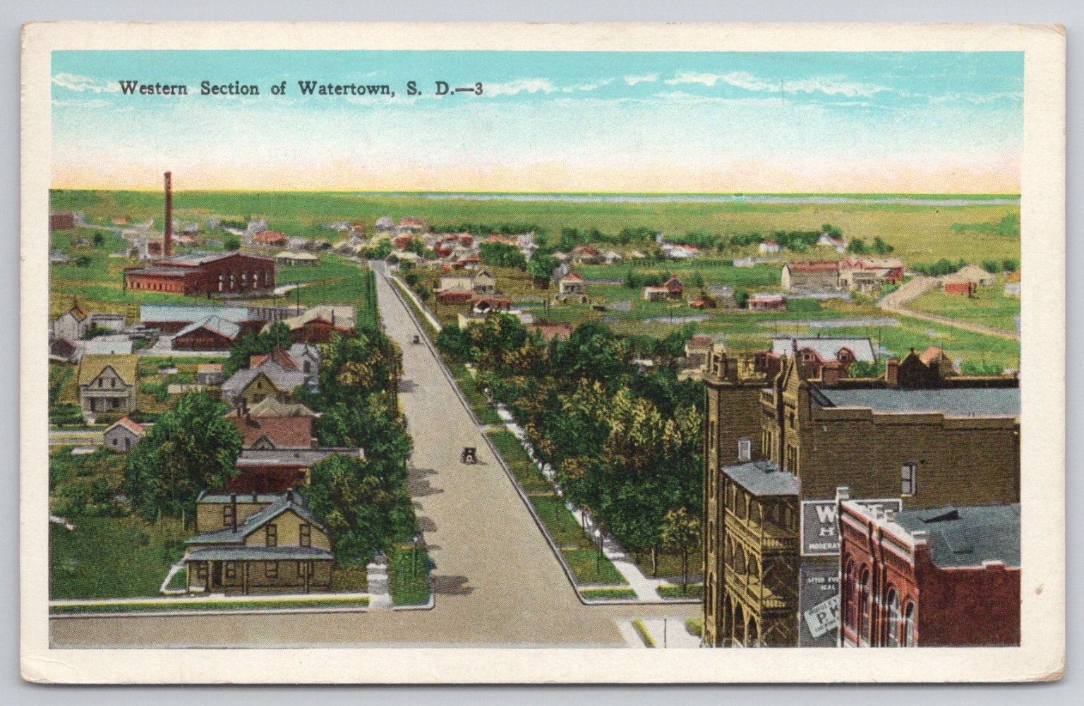 Watertown, SD Western Section Panoramic View 1952 Postcard E.O. Kropp