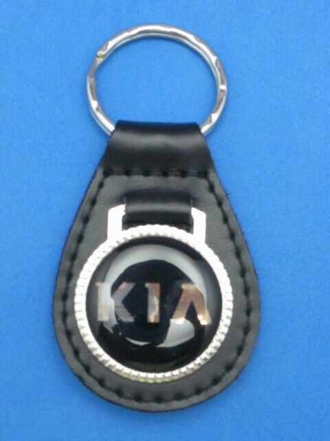 Vintage KIA Forte Soul Optima --- genuine grain leather keyring key fob keychain