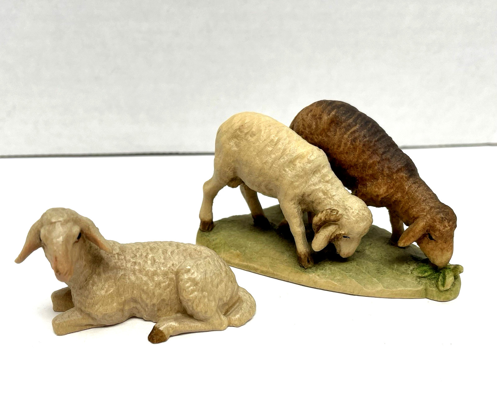 Anri Nativity Scene Sheep Wood Carved Figurines