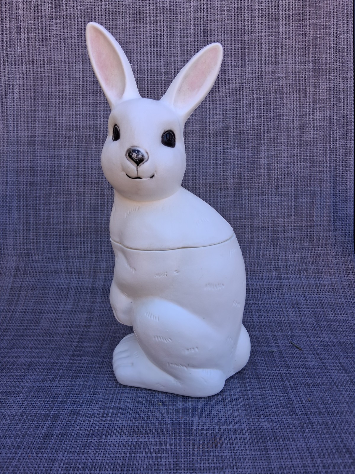 1970s Peoria Plastic Blow Mold White Rabbit Easter Bunny Candy Container 11\