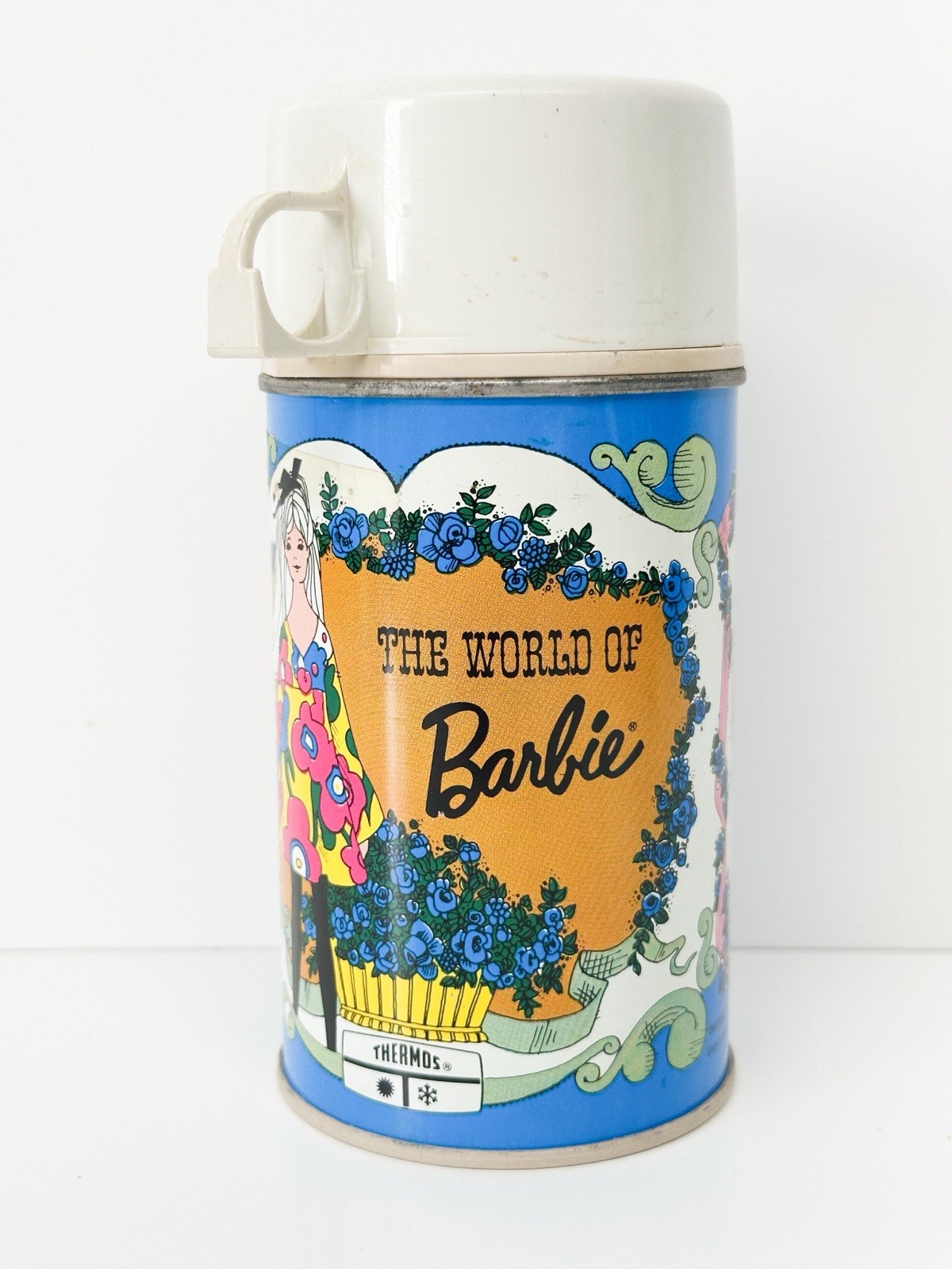 Vtg 1971 The World Of Barbie Metal Thermos W/ Stopper and Lid Only For Lunchbox
