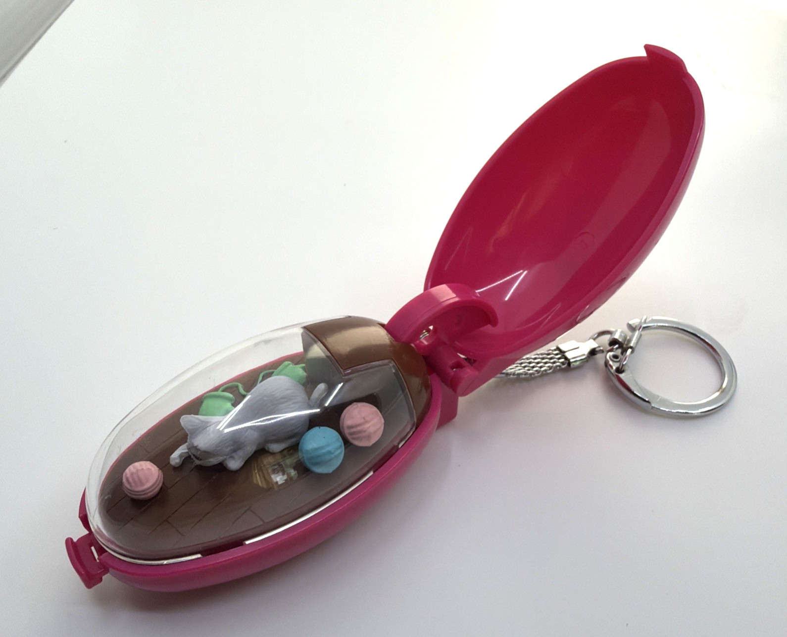 Vintage 1993 Takara Pocket Critters I Love My Cat Pink Egg Keychain