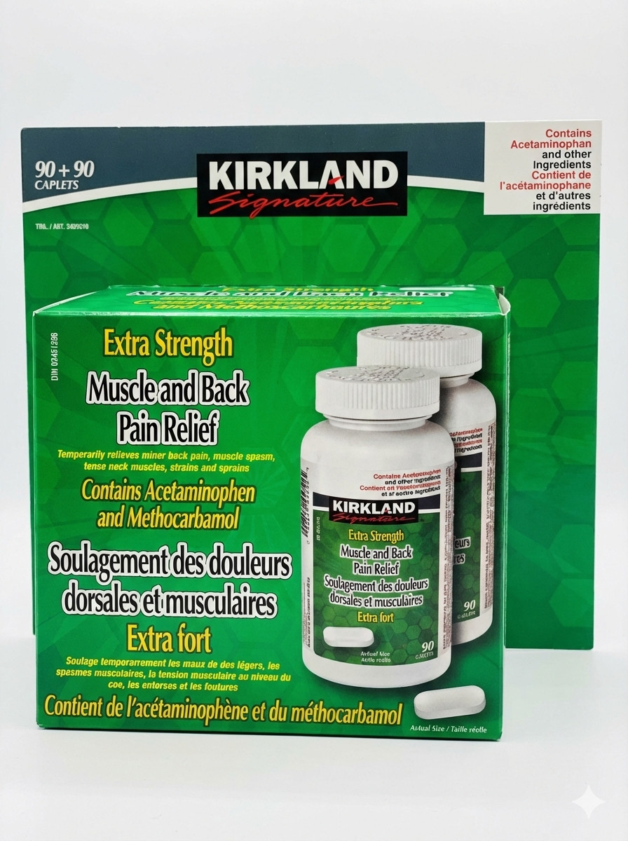 KIRKLAND Extra Strength MUSCLE + BACK Pain Relief 2X90 CAPLETS EXP 2028 OCT