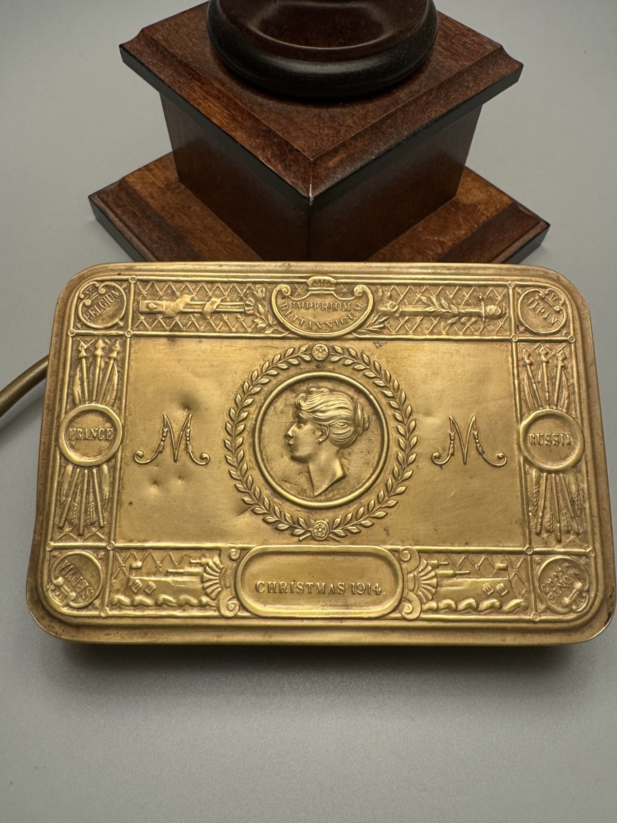 Original WW1 Princess Mary 1914 Christmas Gift Tin Brass Box - GOOD CONDITION