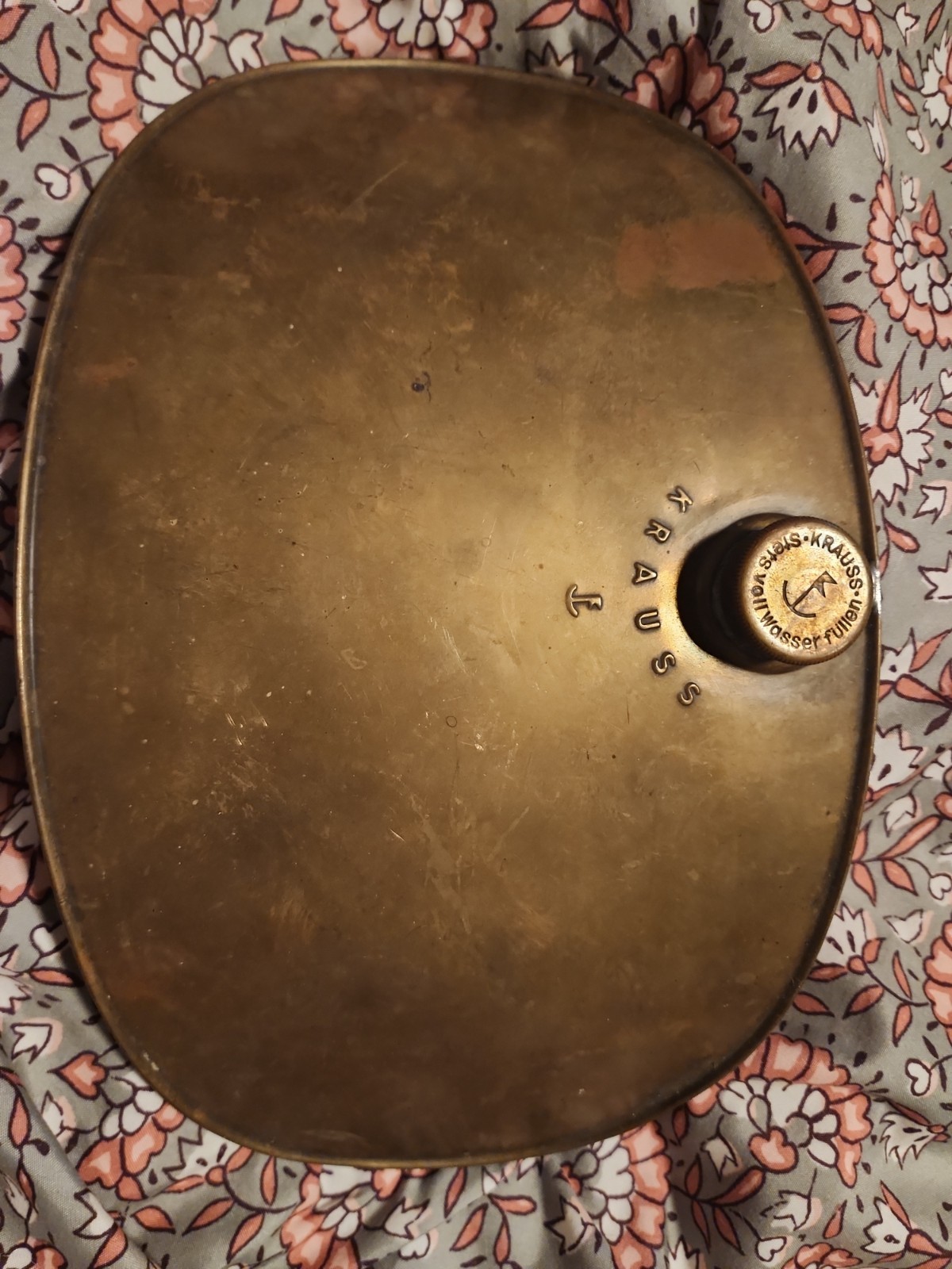 Vintage  KRAUSS  Brass  Copper Curved  Hot Water Bottle Belly Warmer 