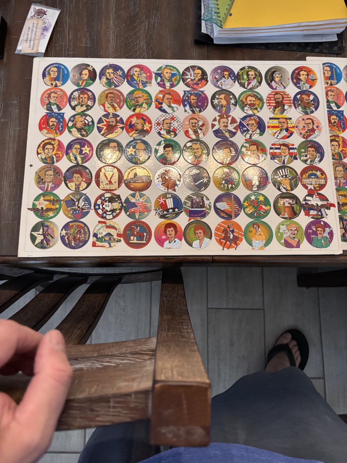 1995 presidential and first ladies pog/milk caps 3 full uncut sheets one price