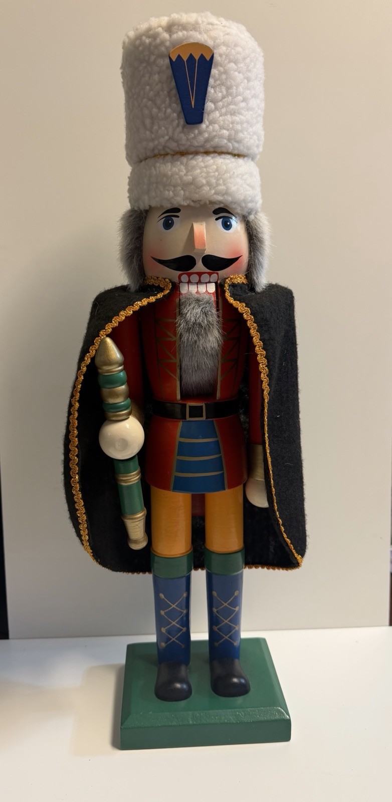 Rare Vintage Solider Nutcracker with wool look hat 20” Tall with original box