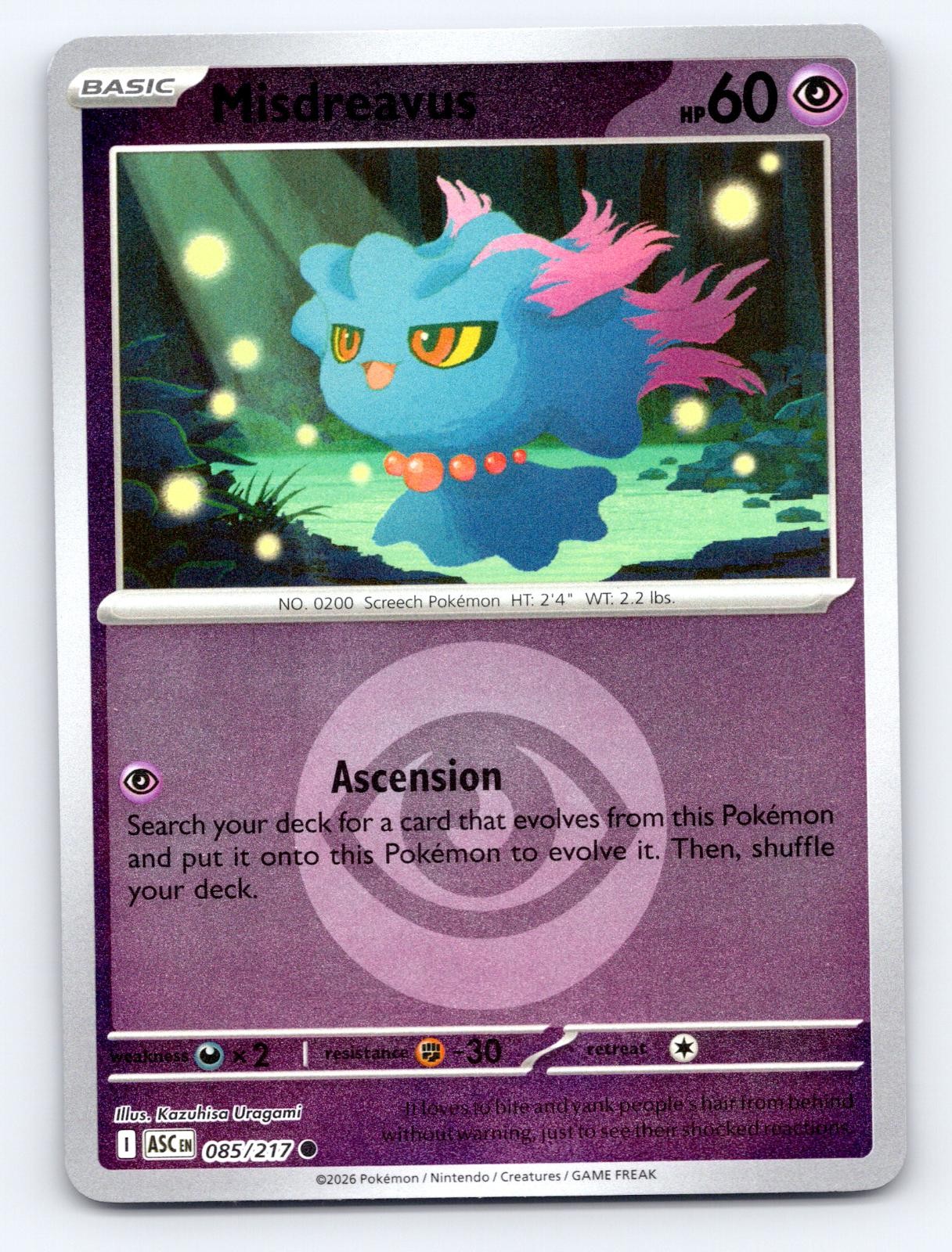 Misdreavus (Energy Symbol Pattern) 085/217 Ascended Heroes Reverse Holo NM