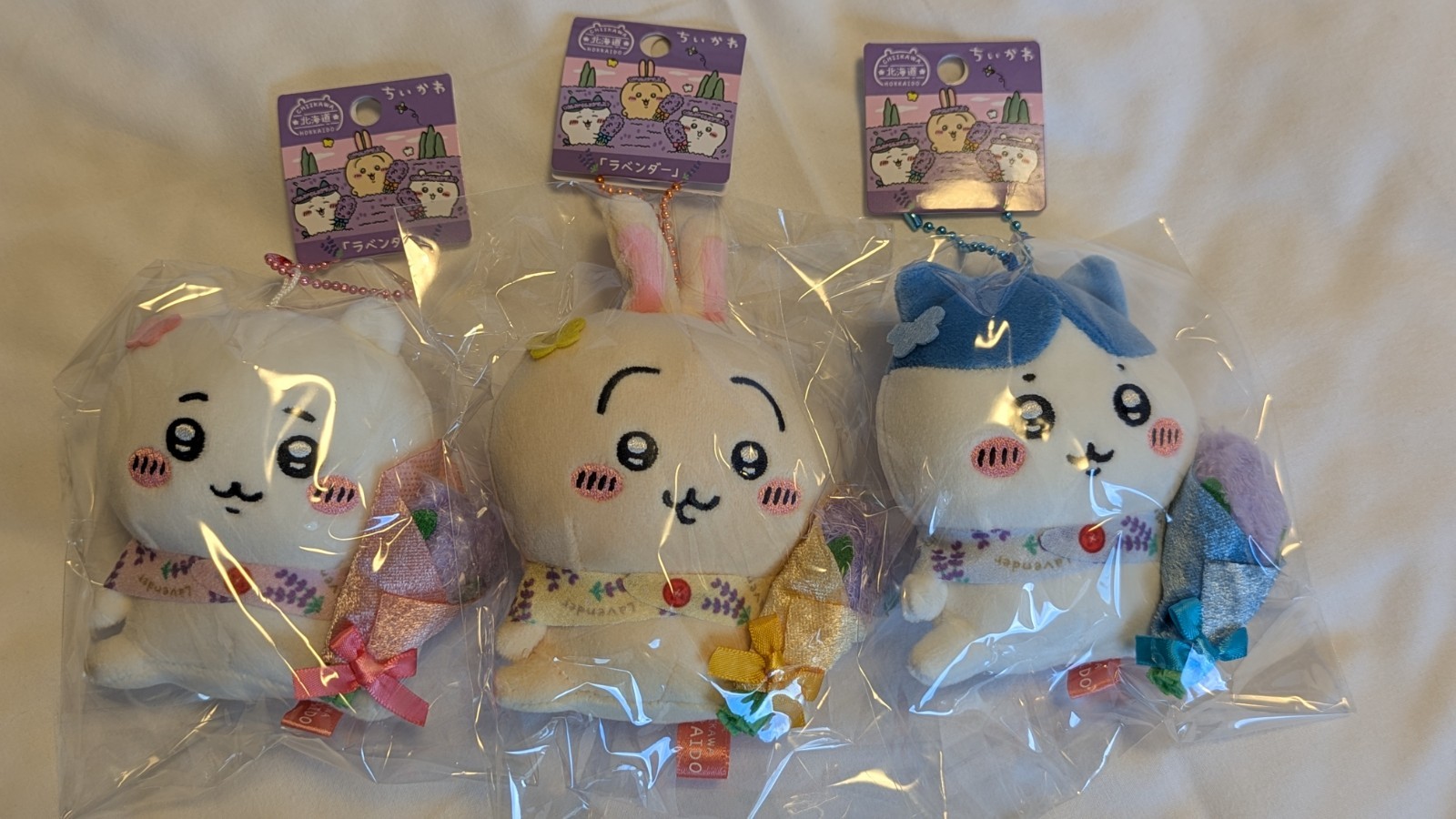 Chiikawa Hachiware Usagi Mascot Plush Key Chain Hokkaido lavender Japan New