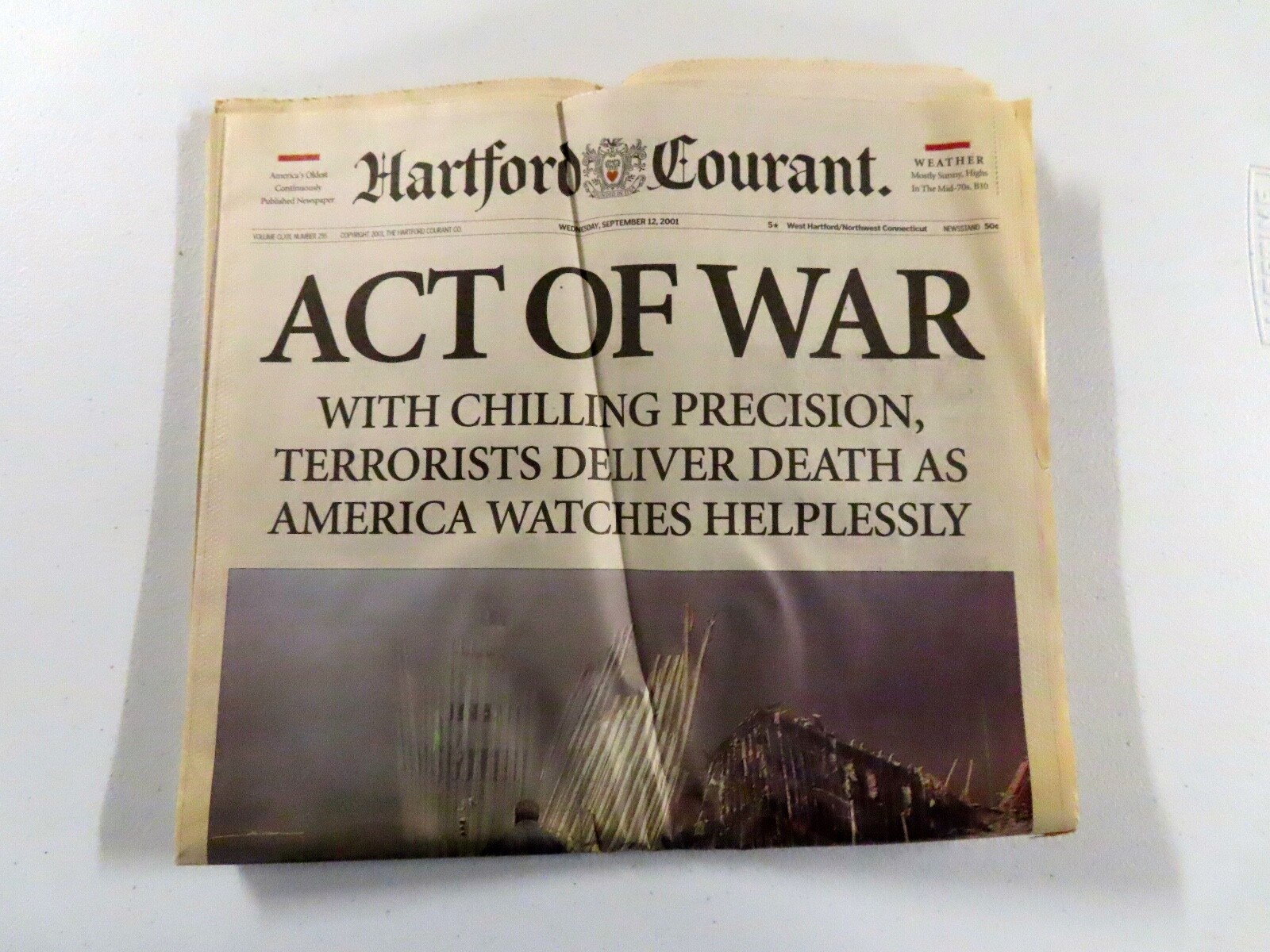Hartford Courant 9/11 Newspaper Act of War World Trade Center 9/12/01Complete