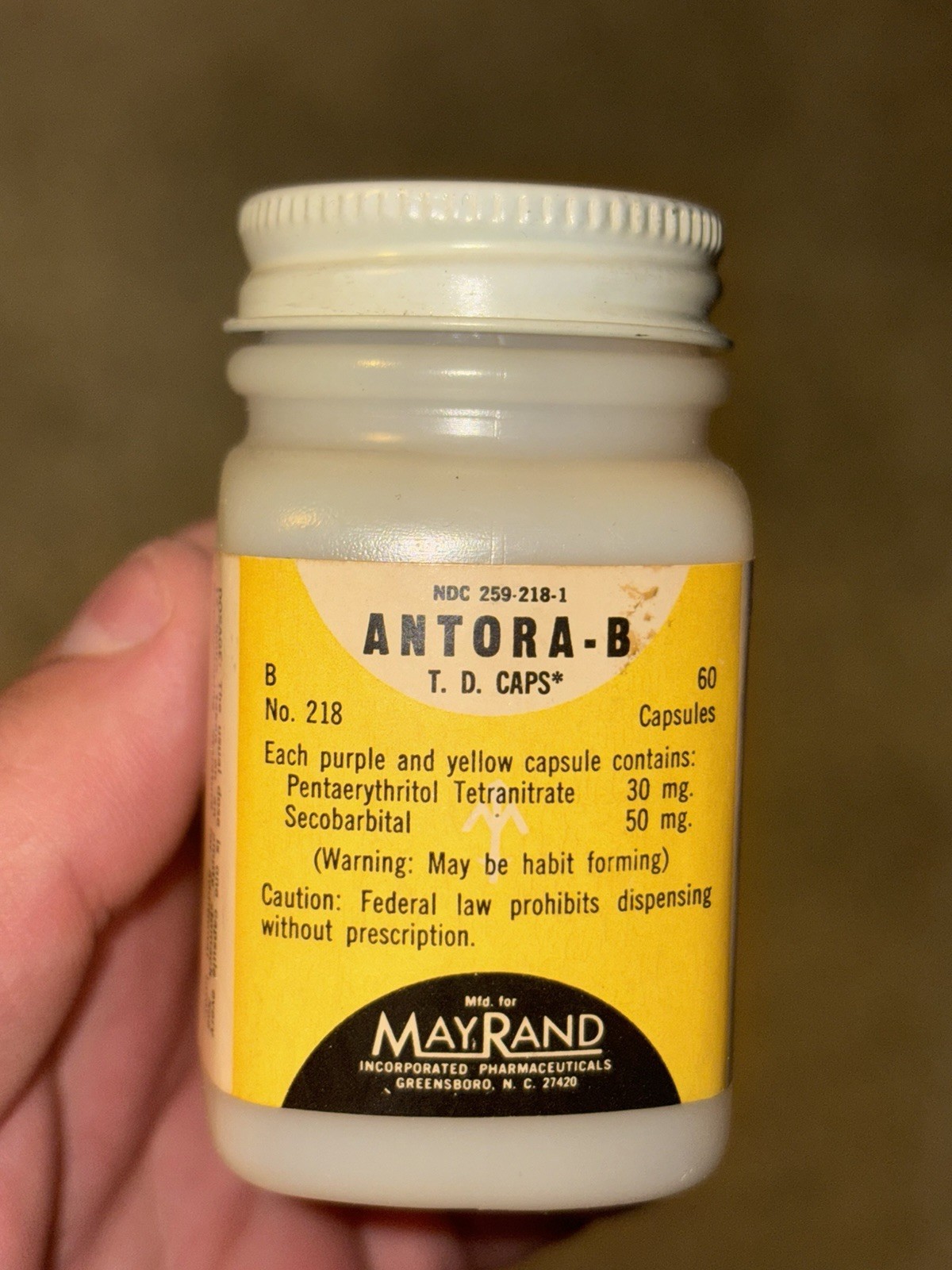SECONAL Bottle Secobarbital Medical History Barbiturate EMPTY RARE *Make Offer*
