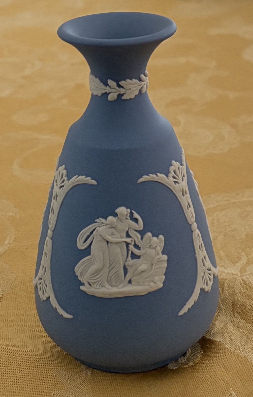 Vintage Wedgwood Blue Jasperware 5 Inch Bud Vase Made in England