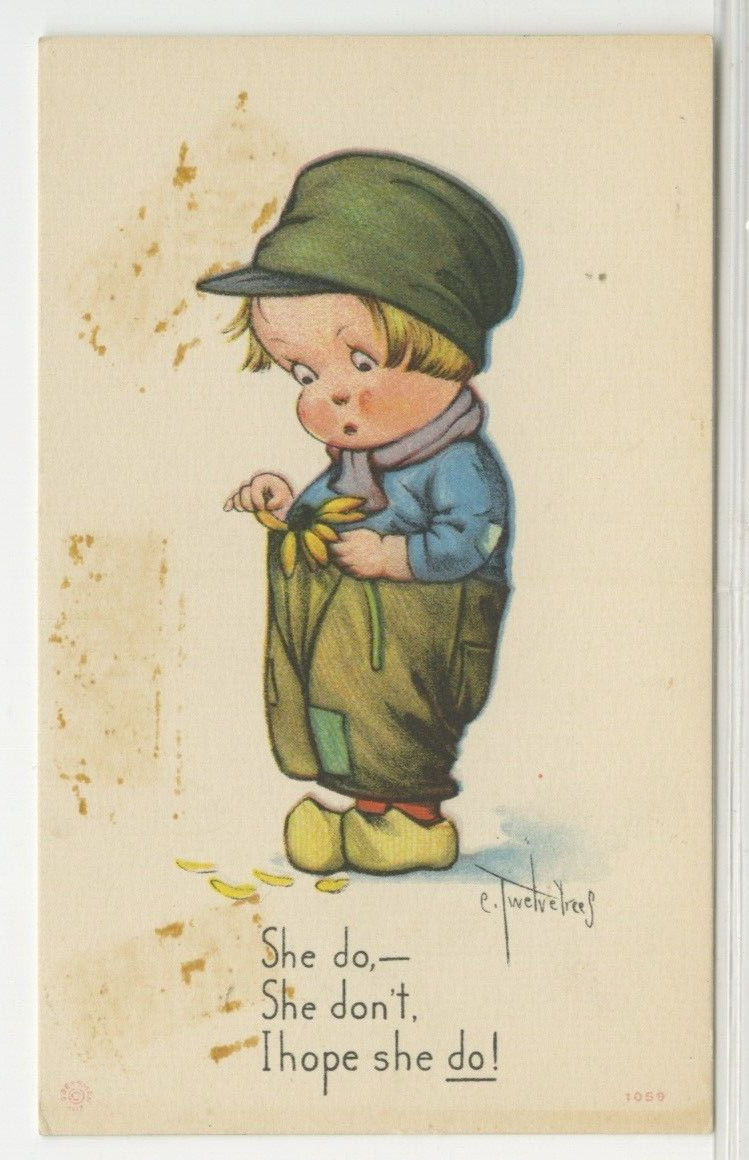 A/S Postcard Twelvetrees Artist Signed - She Do She Don\'t I Hope c1910s G16