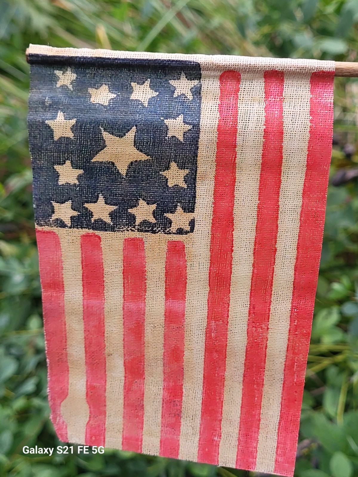 Antique Old US Early 13 Star Medallion Parade Flag Civil War Centennial 1876 19c