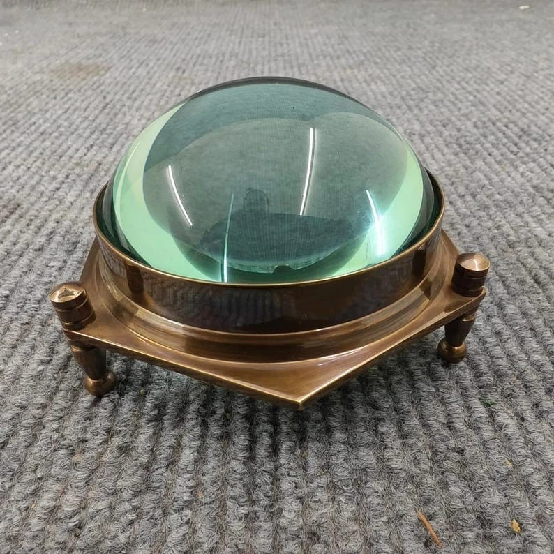 4 Inch Brass Dome Magnifying Glass, Hexagonal Vintage Desk Accessory gift