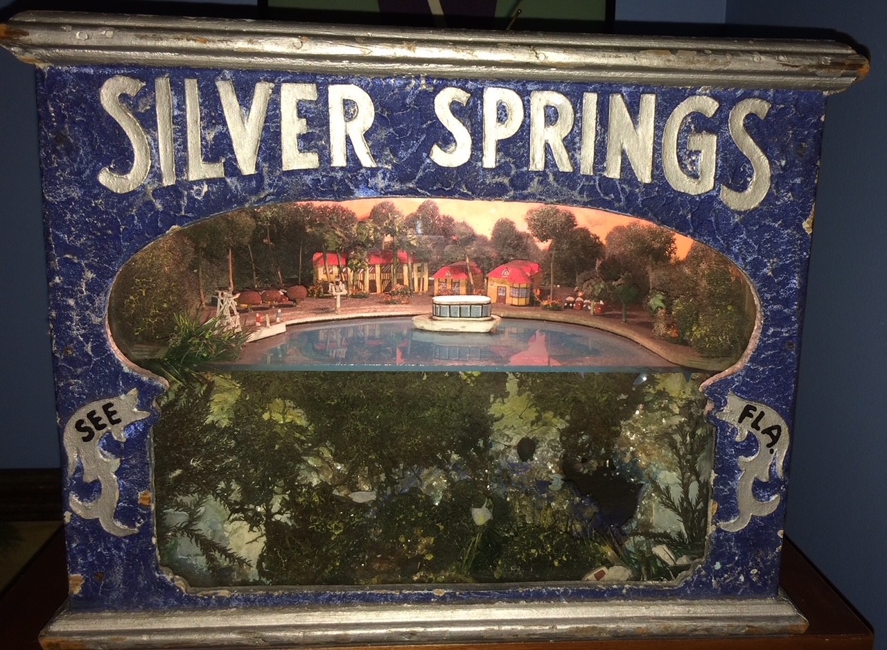 Antique 1930s Silver Springs Florida Glass Bottom Boat Diorama