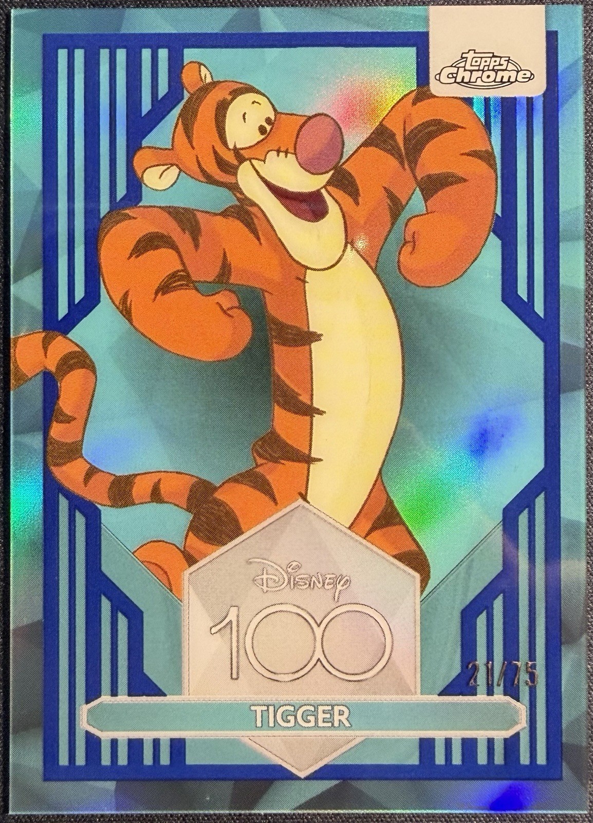 2023 Topps Chrome Disney 100 Tigger Dark and Light Blue Refractor #/75