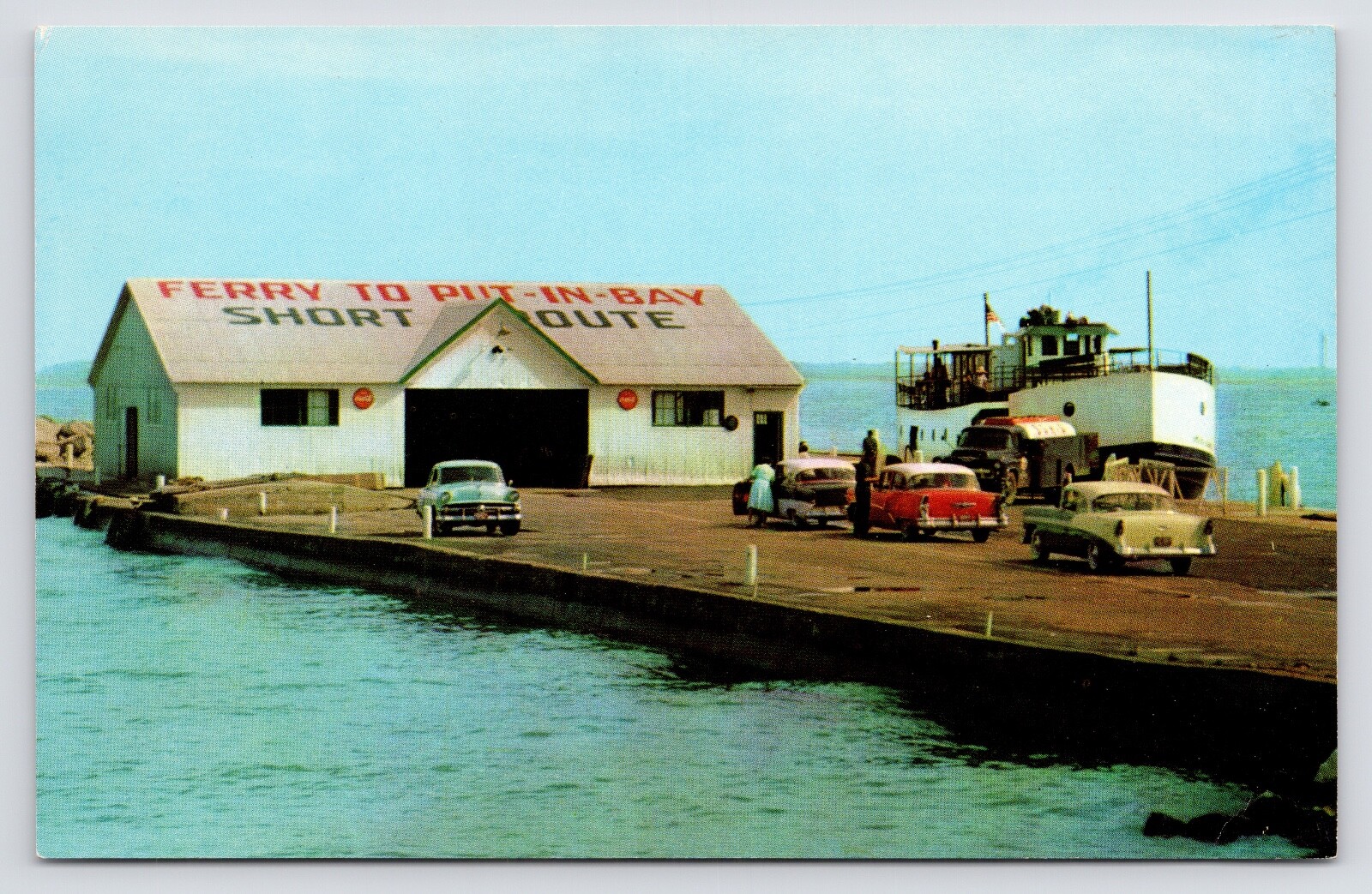 Put In Bay Ohio OH Catawba Point Ferry Dock Miller Boat Line Postcard c1950s