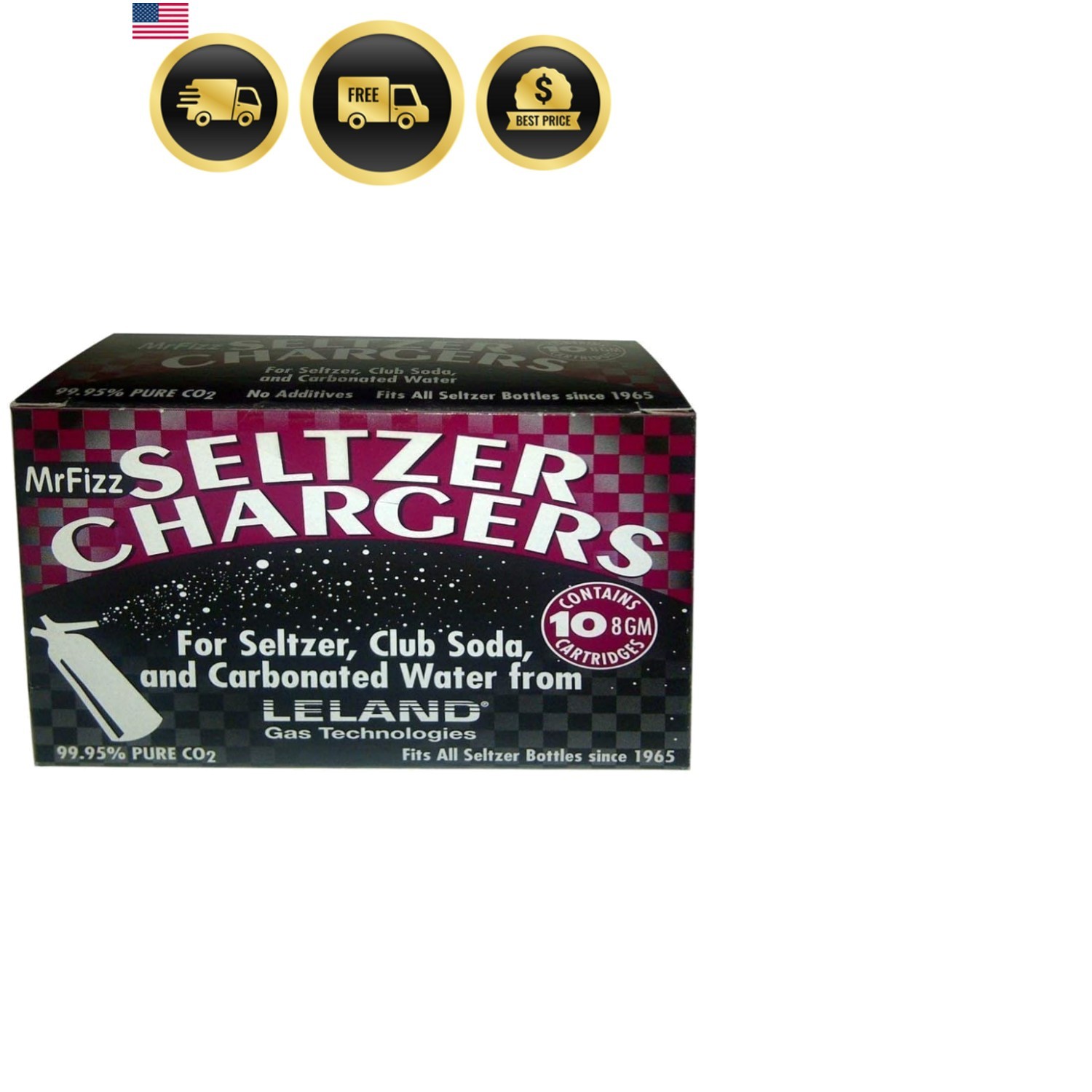 Leland Soda Chargers Seltzer Chargers Co2, 40 Count,Silver