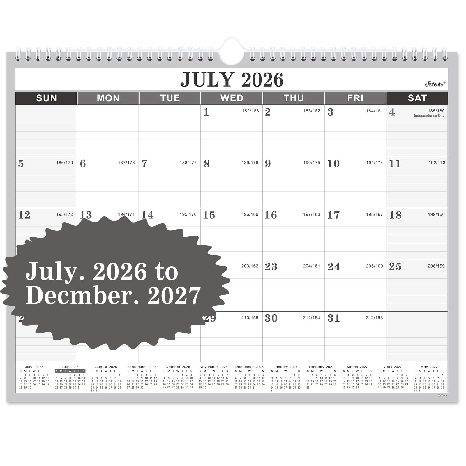 2027 Calendar - 2027 Wall Calendar 2027, Jul. 2026 - Dec. 2027