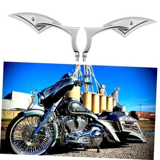 Chrome Motorcycle Side Mirrors Blade Compatible with M8+M10+M8 Chrome Blade