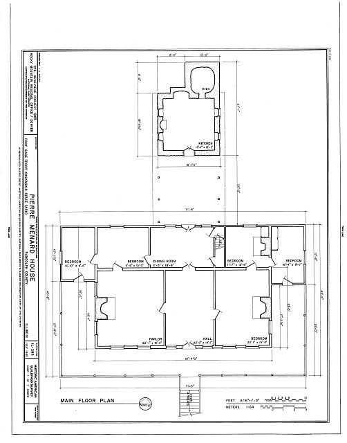 Photo:Pierre Menard House Fort Gage IL 1900s Floor Plan HABS