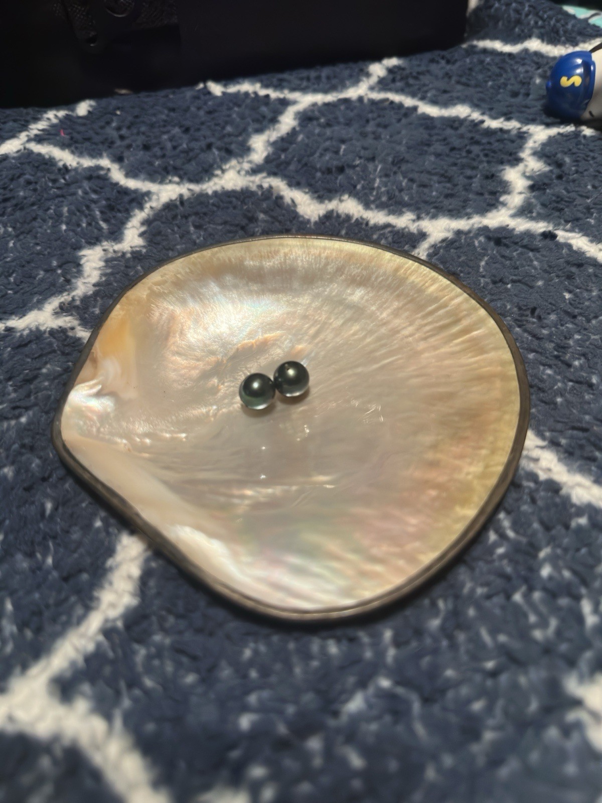 Vintage C1950s Iridescent Mother Of Pearl Footed Seashell Caviar Dish
