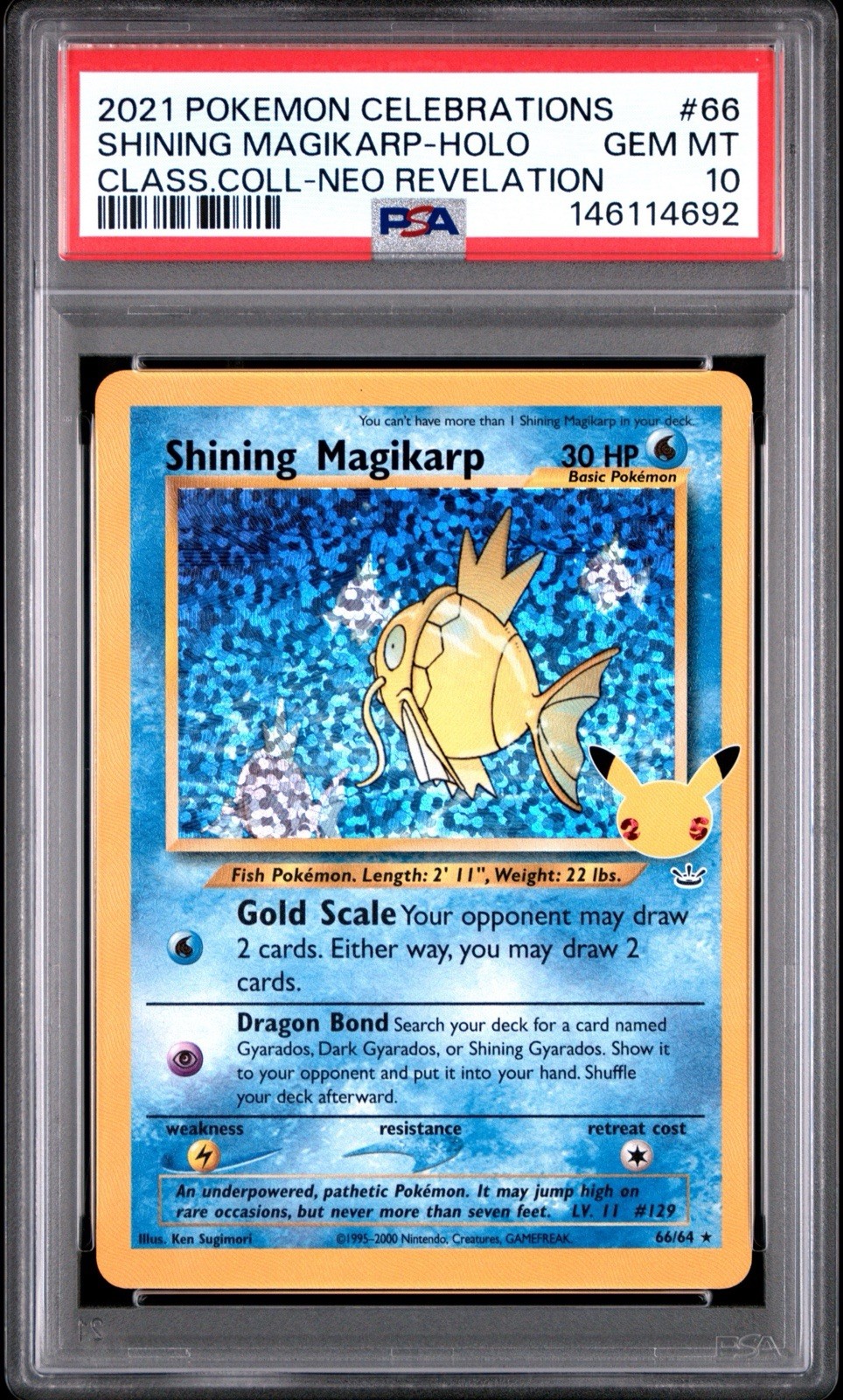 Pokémon 2021 Celebrations Classic Collection Shining Magikarp Holo 66/64 PSA 10