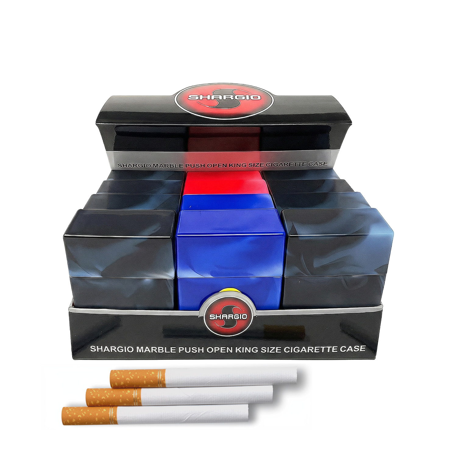FPN 12 Plastic Cigarette Cases Divider King Size Marble Look Assorted Hardshell