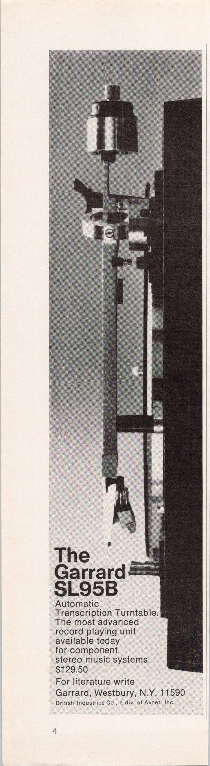 Garrard SL95B Turntable Vintage 1969 Magazine Ad Print Stereo