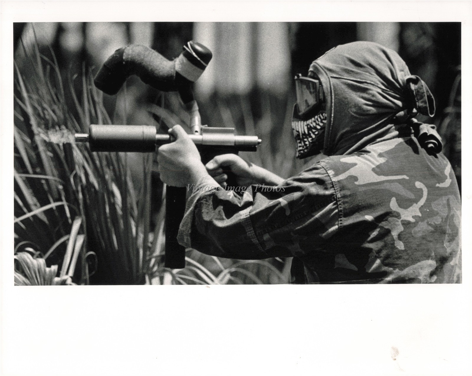 1992 Robert Sambile Playing Paintball With Automatic Gun Photo 8X10