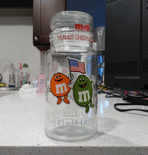 M&M\'s Olympic Commemorative Glass Jar With Lid Mars Inc. New 1983