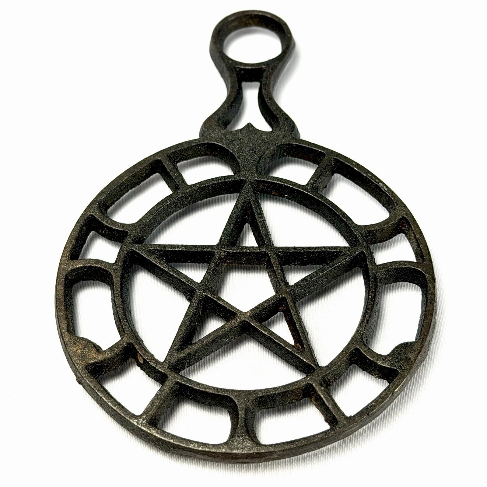 Vintage Griswold No. 1740 Cast Iron Trivet Star Pentagram Heart Handle Antique