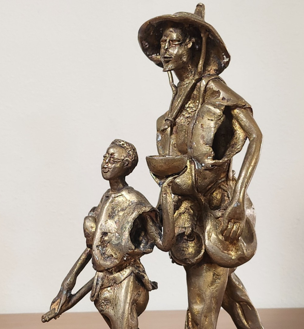 Vintage West African Tribal Art Bronze Sculpture Traveler Figurine Lost Wax Cast