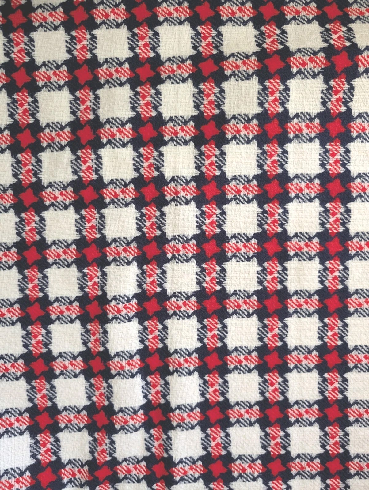 Vtg Chunky Tweed Plaid Suiting Fused Backing Interfaced 1960s 70s Boucle 102