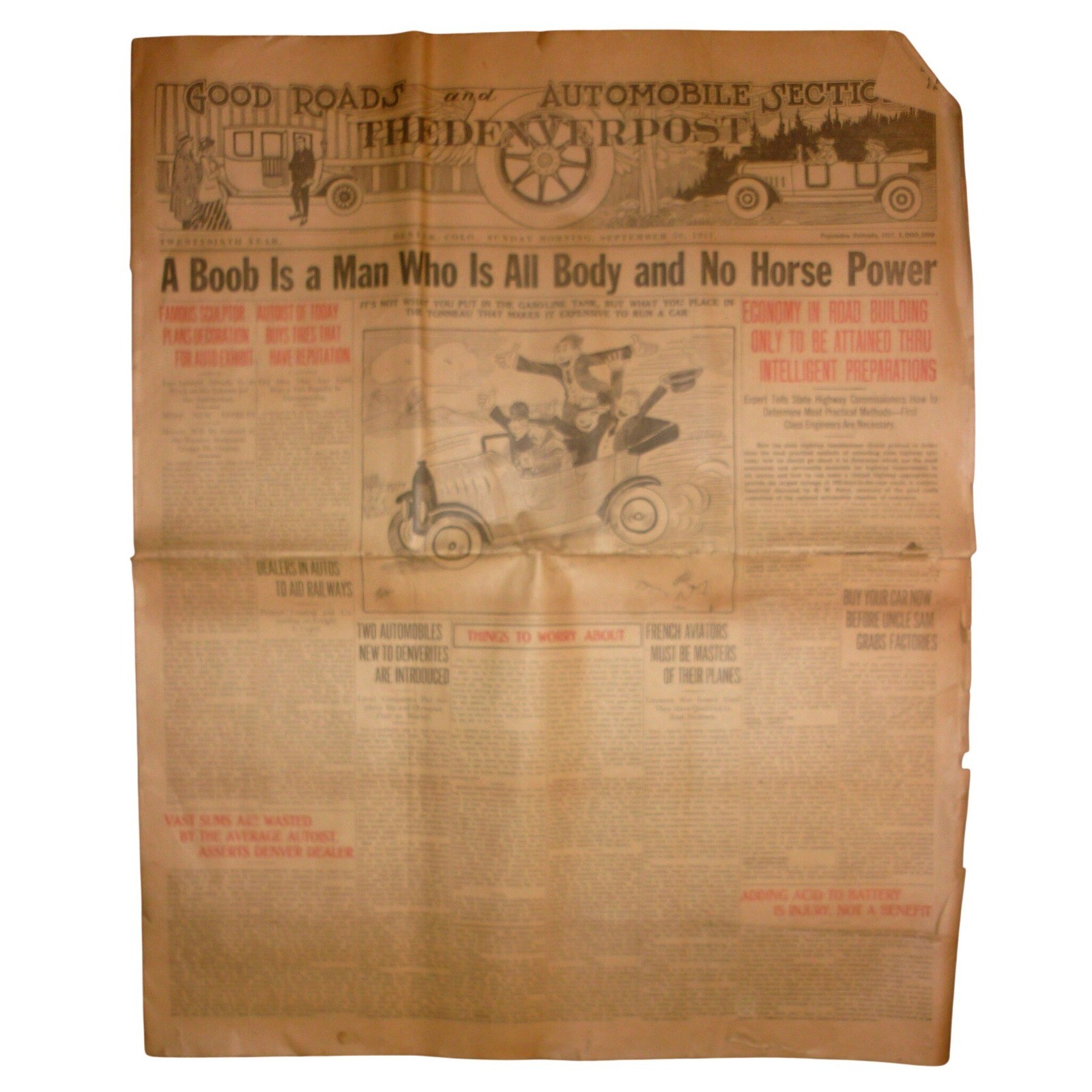 1917 The Denver Post Good Roads Automobile Section Saxon Allen Buick Cars