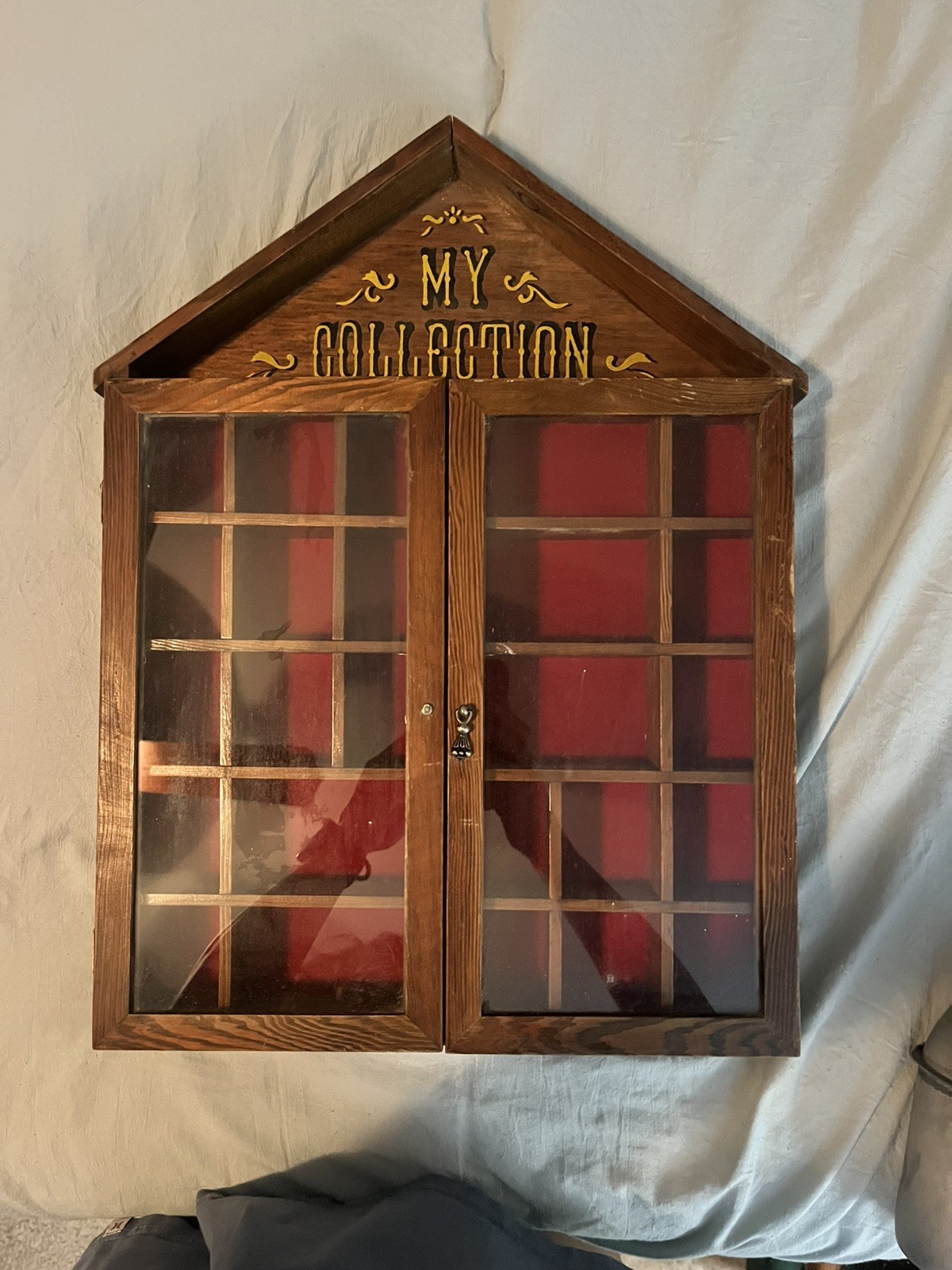 VTG Enesco My Collection Wood Glass Curio Cabinet Mini Trinket Display 1982