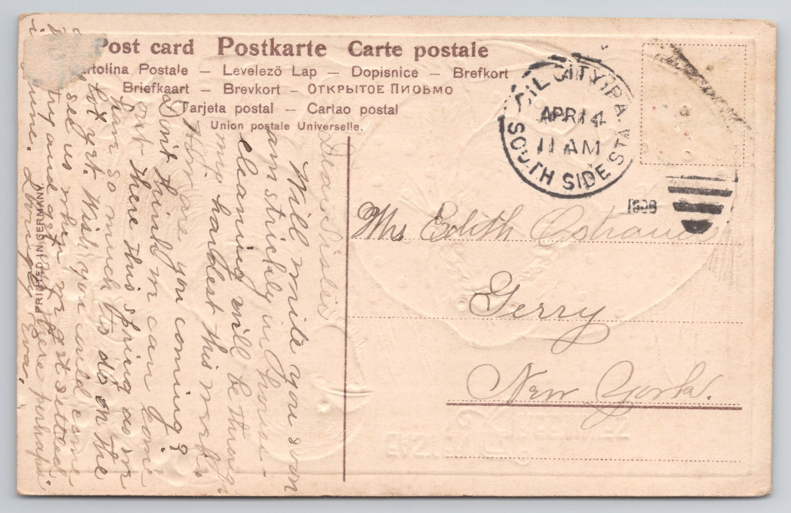 Antique 1909 Easter Postcard Children Chick Costumes Embossed Germany