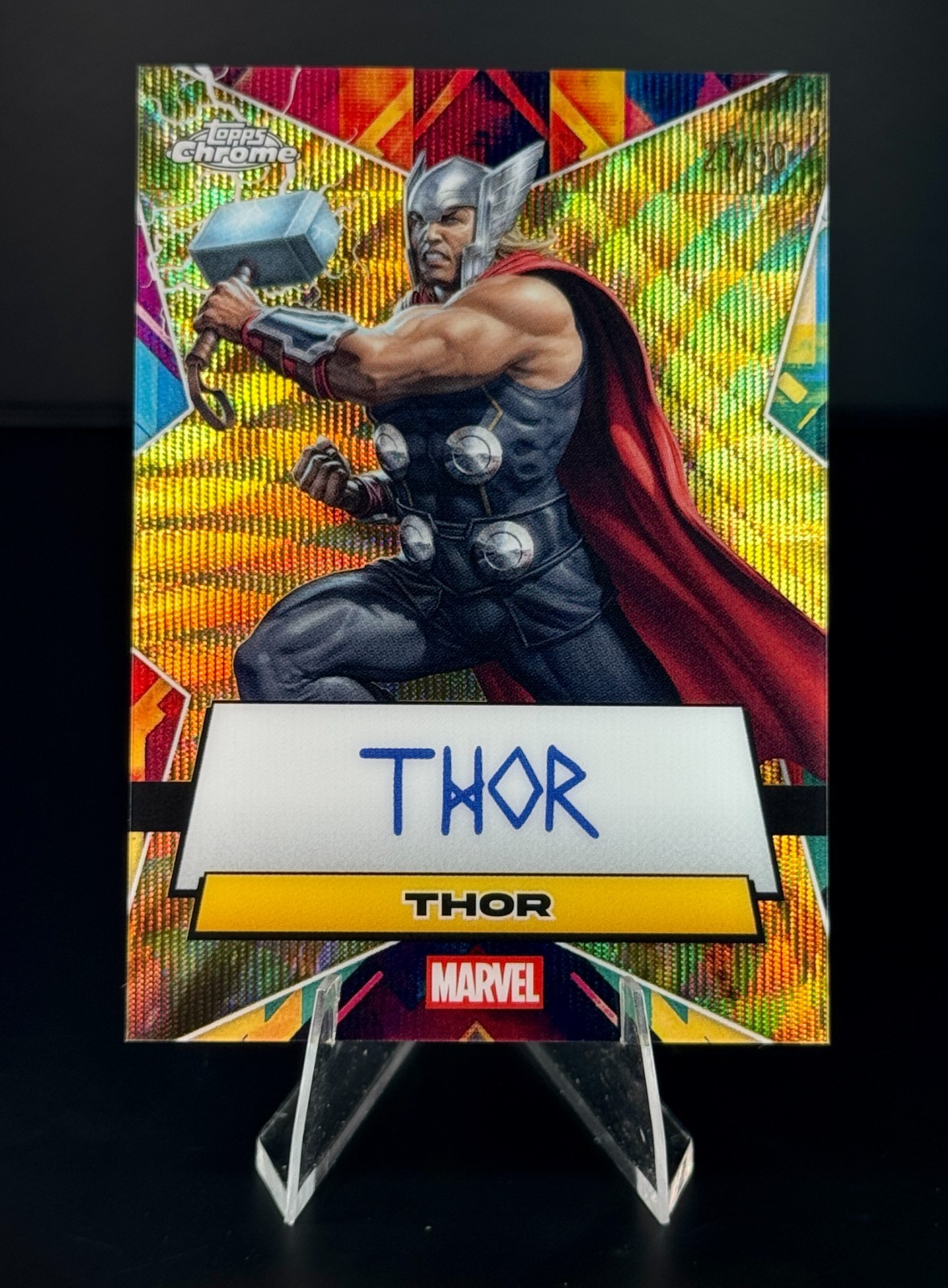 2025 Topps Chrome Marvel - Thor Facsimile Gold Wave /50 Auto Avengers Autograph