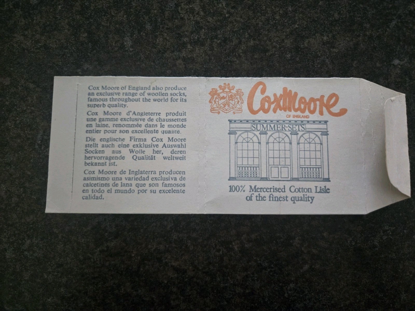 Coxmoore Of England Sock Vintage Package