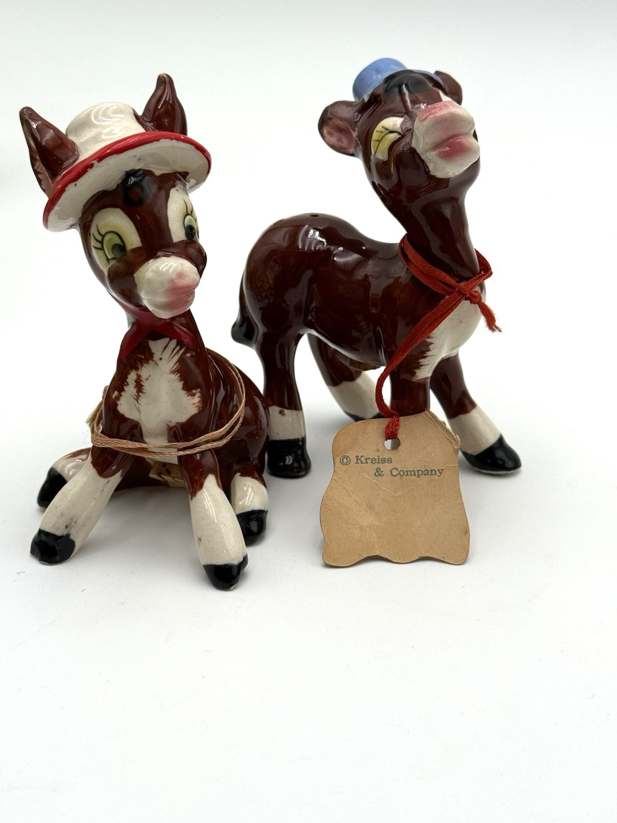 Vintage 1950s Kreiss Anthropomorphic Flirting Donkey salt and pepper shakers