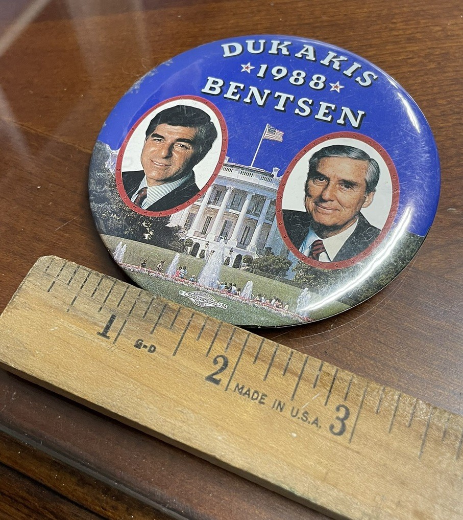 VINTAGE 1988 Dukakis / Bentsen campaign button