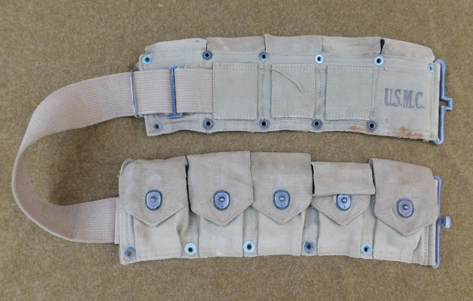 ORIGINAL WWII USMC U.S. MARINE CORPS M1923 CARTRIDGE BELT - BOYT 1943