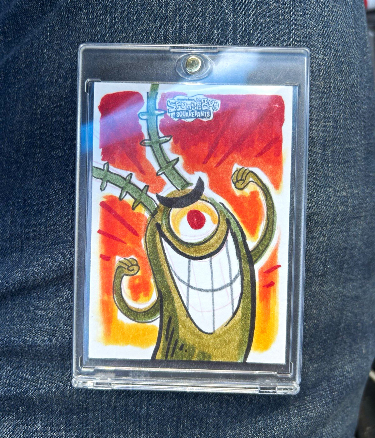 Topps 2025 Chrome SpongeBob 25th Sketch 1/1 Plankton Auto Joey Mason