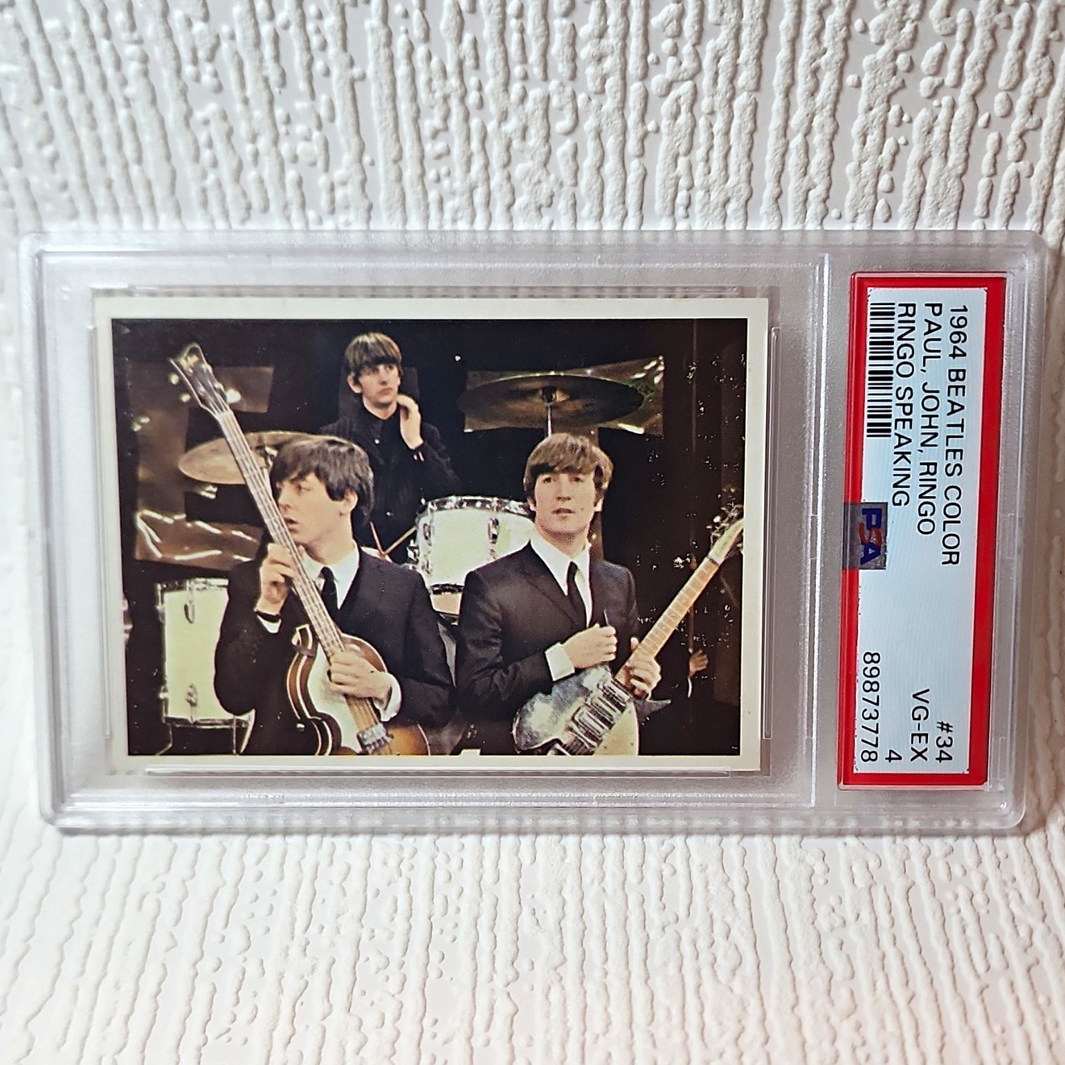 1964 Topps Beatles Color #34 Ringo Speaking Paul John Graded PSA 4 VG-EX Vintage