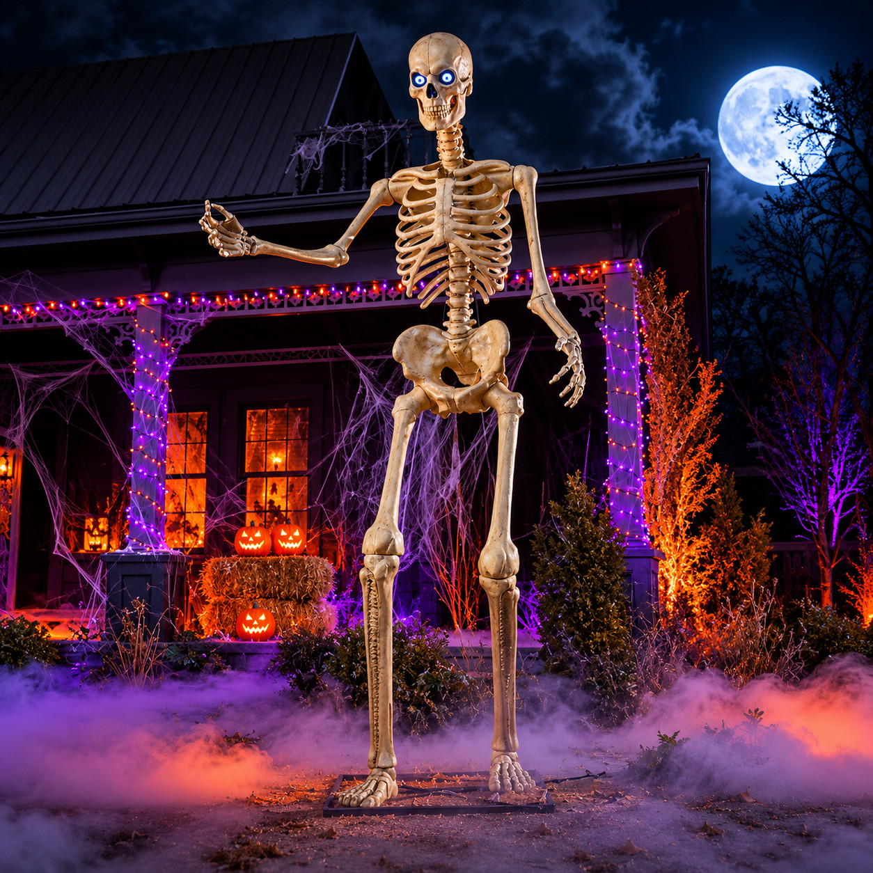 Home Accents 12 FT Giant Skelly Skeleton LifeEyes LCD Eyes 24SV24386